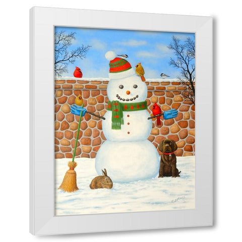 Snowman White Modern Wood Framed Art Print by Wavra, Robert