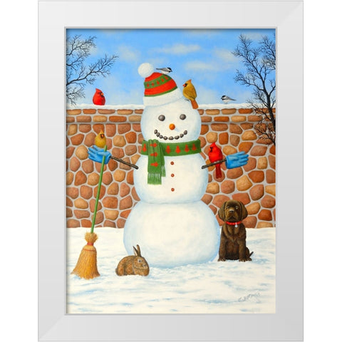 Snowman White Modern Wood Framed Art Print by Wavra, Robert
