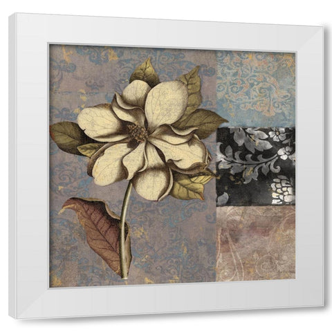 Cocoa And Blue I White Modern Wood Framed Art Print by Sasha