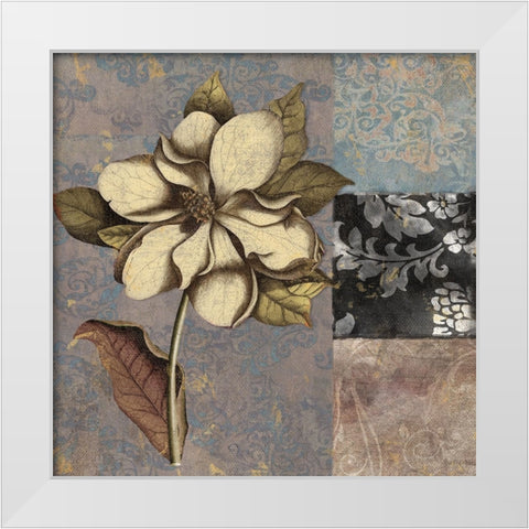 Cocoa And Blue I White Modern Wood Framed Art Print by Sasha