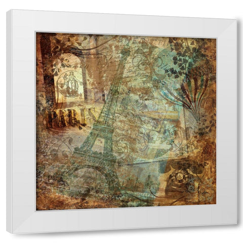 Destination Paris White Modern Wood Framed Art Print by Sasha