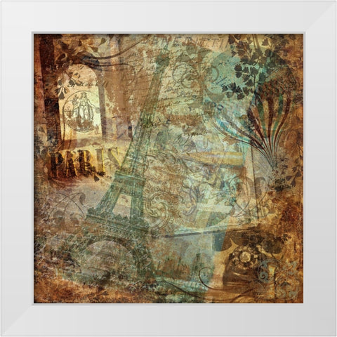Destination Paris White Modern Wood Framed Art Print by Sasha