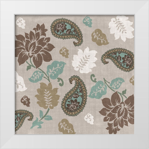 Paisley Floral I White Modern Wood Framed Art Print by Sasha