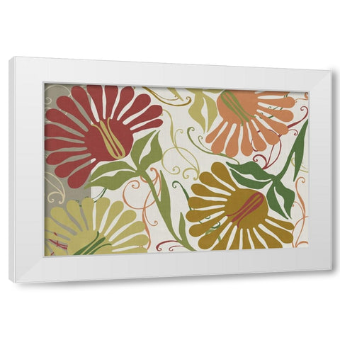 Flower Shower I White Modern Wood Framed Art Print by Sasha