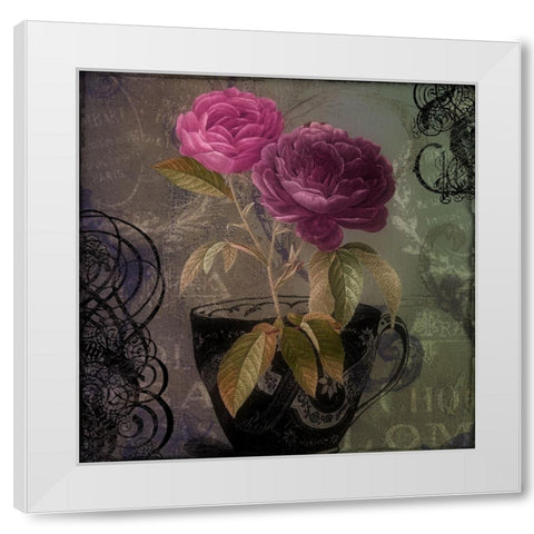 Tea and Roses I White Modern Wood Framed Art Print by Sasha