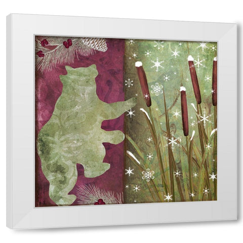 Cabin Christmas V White Modern Wood Framed Art Print by Sasha