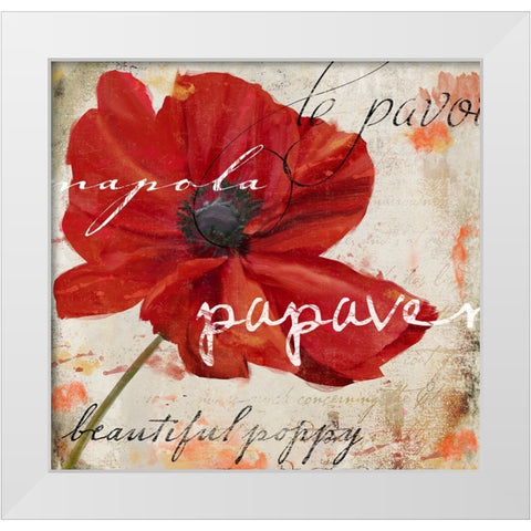 Le Pavot I White Modern Wood Framed Art Print by Sasha
