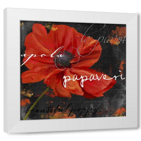 Le Pavot V White Modern Wood Framed Art Print by Sasha