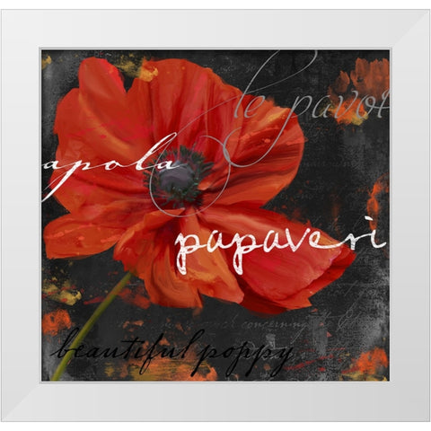 Le Pavot V White Modern Wood Framed Art Print by Sasha