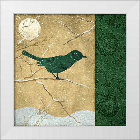 Birds of Winter II White Modern Wood Framed Art Print by Sasha