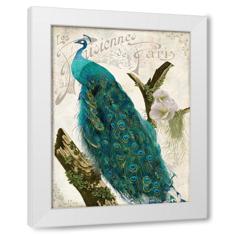 Les Paons I White Modern Wood Framed Art Print by Sasha