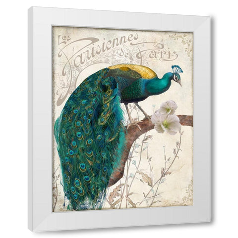 Les Paons II White Modern Wood Framed Art Print by Sasha