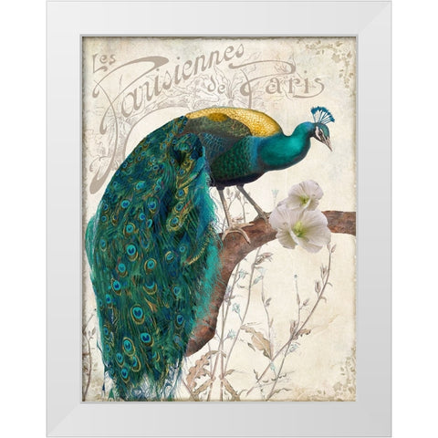 Les Paons II White Modern Wood Framed Art Print by Sasha