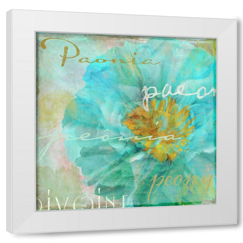 Blue Peony Light White Modern Wood Framed Art Print by Sasha