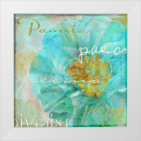 Blue Peony Light White Modern Wood Framed Art Print by Sasha