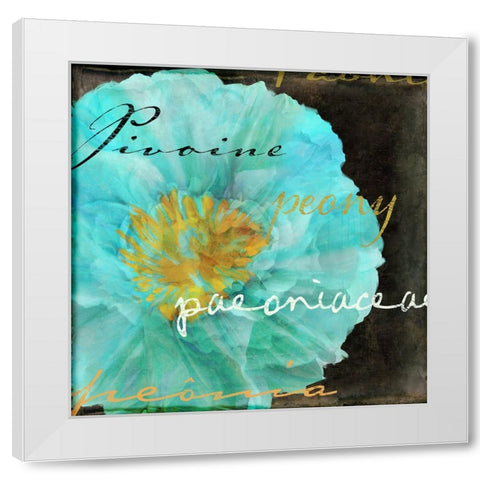 Blue Peony Dark White Modern Wood Framed Art Print by Sasha