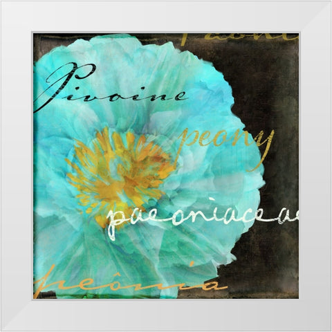 Blue Peony Dark White Modern Wood Framed Art Print by Sasha