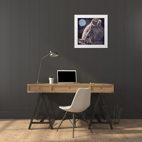 Owl 1 White Modern Wood Framed Art Print by Sasha