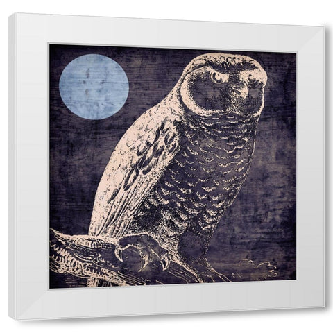 Owl 1 White Modern Wood Framed Art Print by Sasha