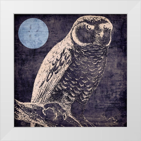 Owl 1 White Modern Wood Framed Art Print by Sasha