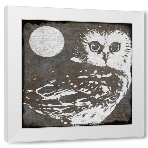 Owl 3 White Modern Wood Framed Art Print by Sasha