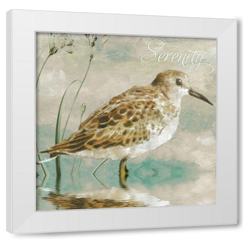 Sand Piper I White Modern Wood Framed Art Print by Sasha