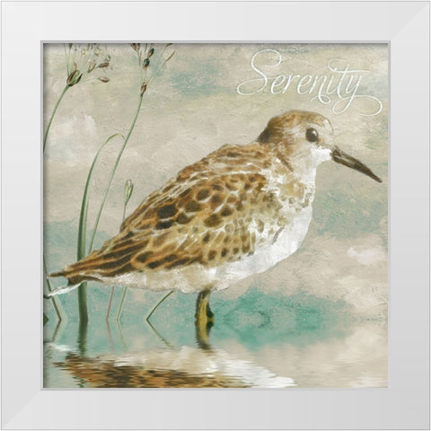 Sand Piper I White Modern Wood Framed Art Print by Sasha