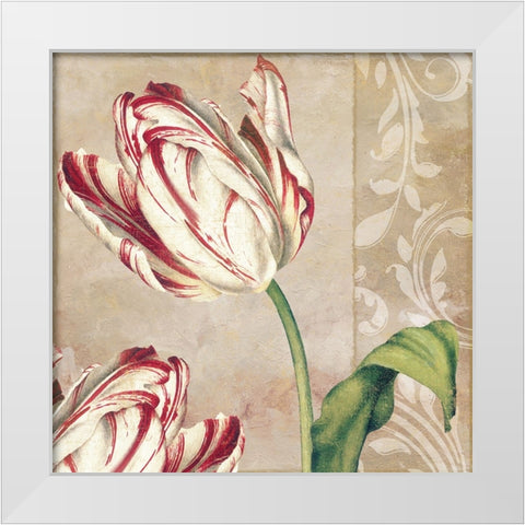 Peppermint Tulips I White Modern Wood Framed Art Print by Sasha