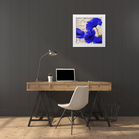 Coquelicots Bleues I White Modern Wood Framed Art Print by Sasha