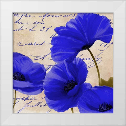Coquelicots Bleues I White Modern Wood Framed Art Print by Sasha