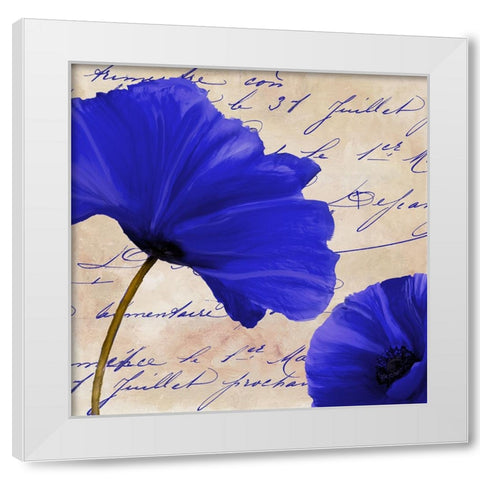 Coquelicots Bleues II White Modern Wood Framed Art Print by Sasha