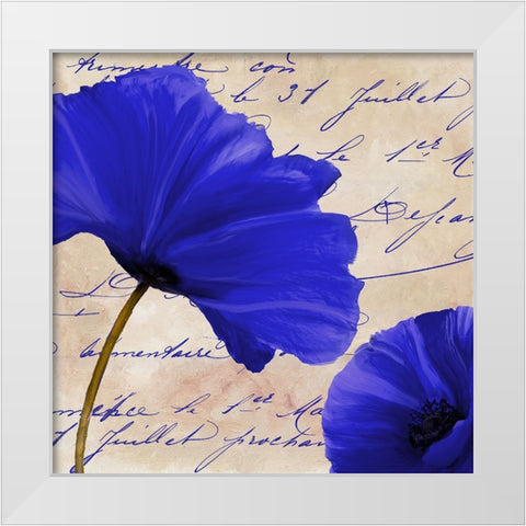 Coquelicots Bleues II White Modern Wood Framed Art Print by Sasha