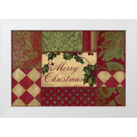 Merry Christmas Patchwork I White Modern Wood Framed Art Print by Sasha