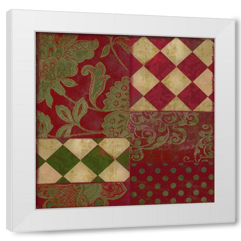 Merry Christmas Patchwork II White Modern Wood Framed Art Print by Sasha