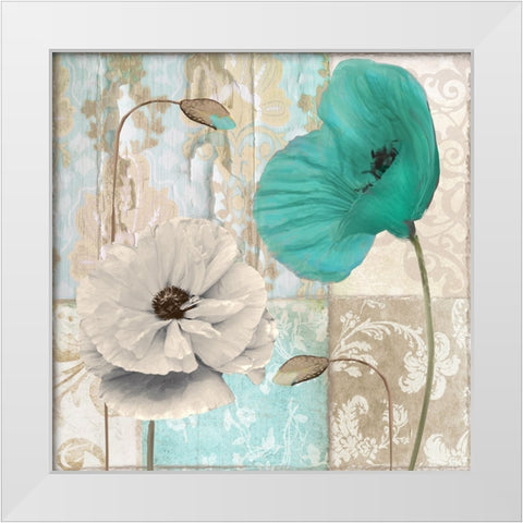 Beach Poppies III White Modern Wood Framed Art Print by Sasha