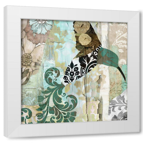 Hummingbird Batik I White Modern Wood Framed Art Print by Sasha