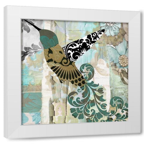 Hummingbird Batik II White Modern Wood Framed Art Print by Sasha