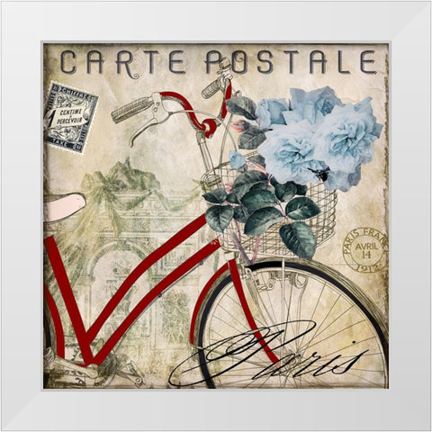 Postale Paris II White Modern Wood Framed Art Print by Sasha