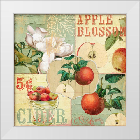 Apple Blossoms I White Modern Wood Framed Art Print by Sasha