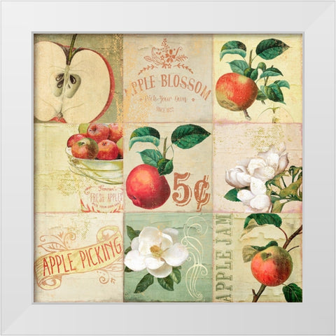 Apple Blossoms IV White Modern Wood Framed Art Print by Sasha