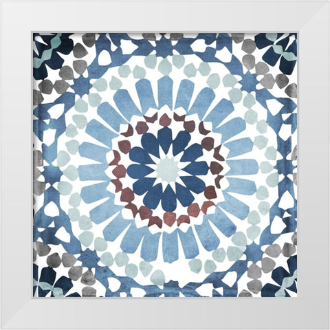 Moroccan Blues IV White Modern Wood Framed Art Print by Sasha