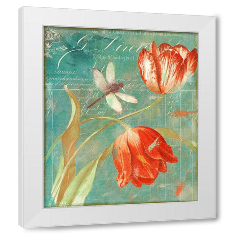Mandarin Tulips White Modern Wood Framed Art Print by Sasha