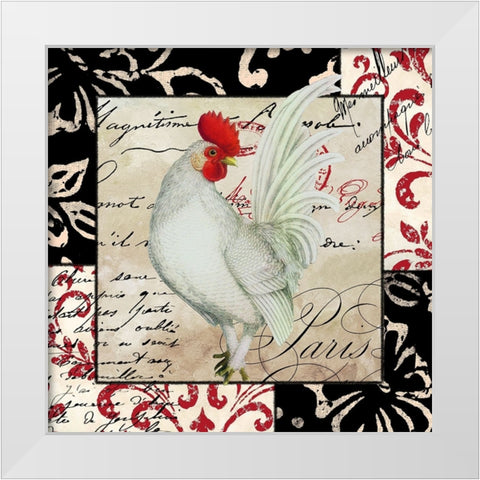 Europa White Rooster White Modern Wood Framed Art Print by Sasha