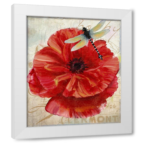 Le Pavot Dragonfly White Modern Wood Framed Art Print by Sasha