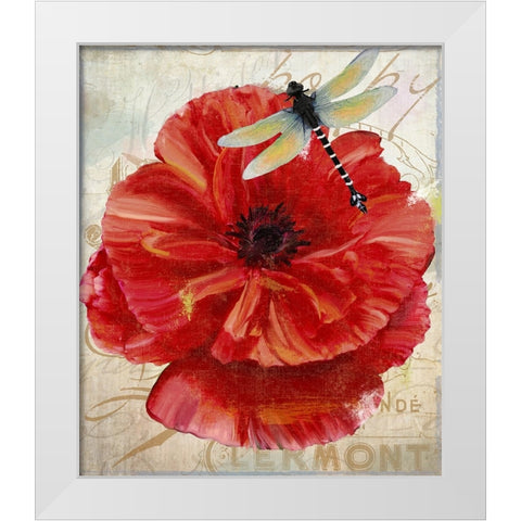 Le Pavot Dragonfly White Modern Wood Framed Art Print by Sasha