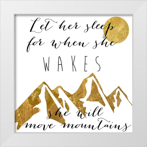 Mountains White Modern Wood Framed Art Print by Sasha