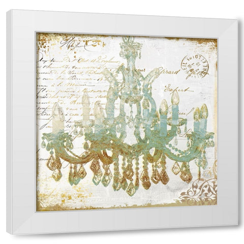 Teal And Gold White Modern Wood Framed Art Print by Sasha
