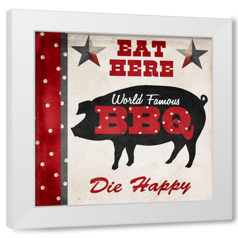 Texas BBQ 2 White Modern Wood Framed Art Print by Sasha