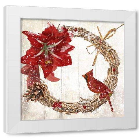 Cardinal Christmas II White Modern Wood Framed Art Print by Sasha