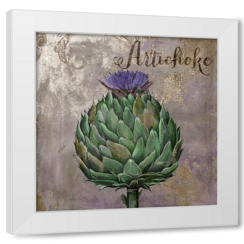Medley_Gold_Artichoke White Modern Wood Framed Art Print by Sasha